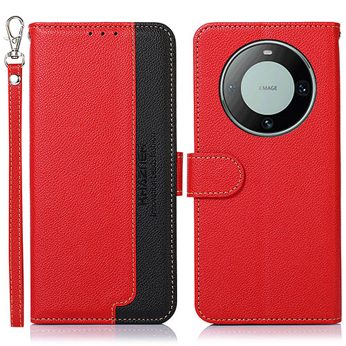 Leather Case Stands Flip Cover Holder A09D for Huawei Mate 60 Red