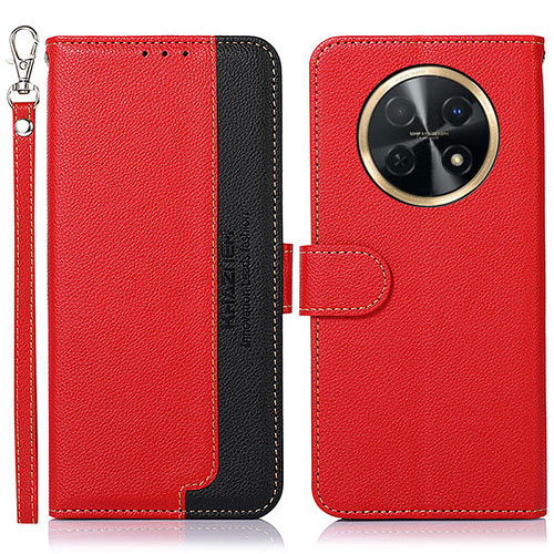 Leather Case Stands Flip Cover Holder A09D for Huawei Nova Y91 Red