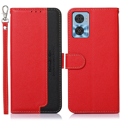 Leather Case Stands Flip Cover Holder A09D for Motorola Moto E22i Red