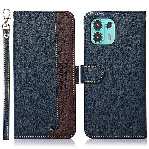 Leather Case Stands Flip Cover Holder A09D for Motorola Moto Edge 20 Lite 5G Blue