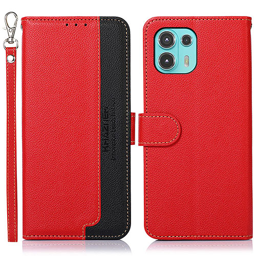 Leather Case Stands Flip Cover Holder A09D for Motorola Moto Edge 20 Lite 5G Red