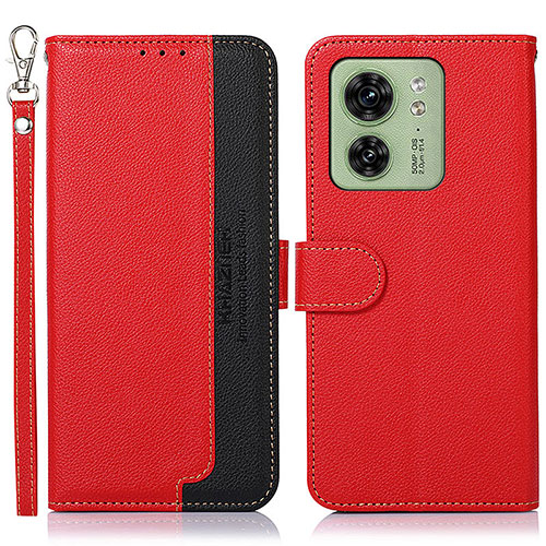 Leather Case Stands Flip Cover Holder A09D for Motorola Moto Edge (2023) 5G Red