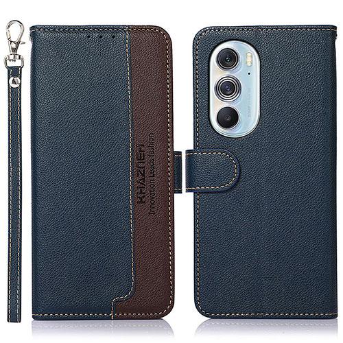 Leather Case Stands Flip Cover Holder A09D for Motorola Moto Edge 30 Pro 5G Blue