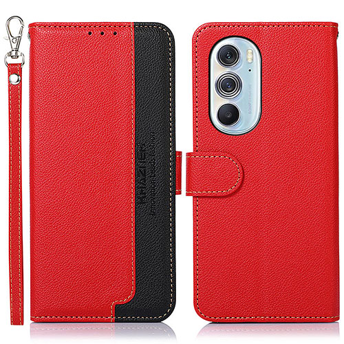 Leather Case Stands Flip Cover Holder A09D for Motorola Moto Edge 30 Pro 5G Red