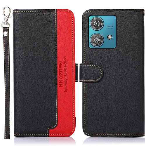 Leather Case Stands Flip Cover Holder A09D for Motorola Moto Edge 40 Neo 5G Black