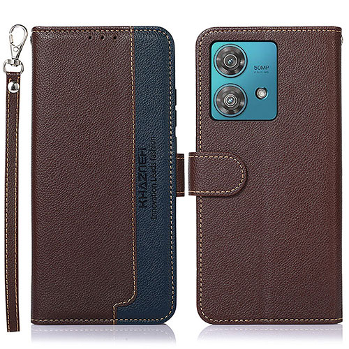 Leather Case Stands Flip Cover Holder A09D for Motorola Moto Edge 40 Neo 5G Brown