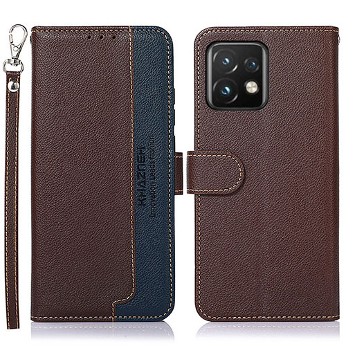 Leather Case Stands Flip Cover Holder A09D for Motorola Moto Edge 40 Pro 5G Brown