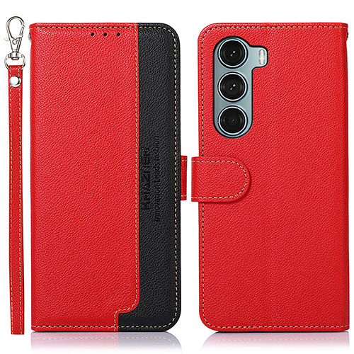 Leather Case Stands Flip Cover Holder A09D for Motorola Moto Edge S30 5G Red