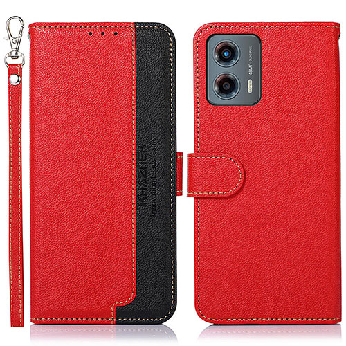 Leather Case Stands Flip Cover Holder A09D for Motorola Moto G 5G (2023) Red