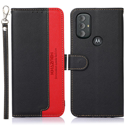 Leather Case Stands Flip Cover Holder A09D for Motorola Moto G Play (2023) Black