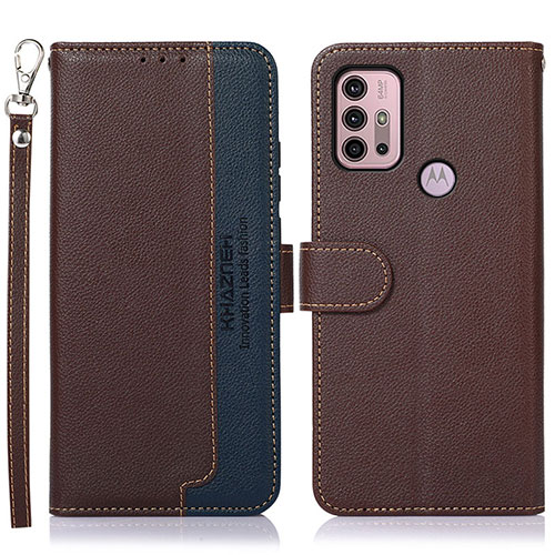 Leather Case Stands Flip Cover Holder A09D for Motorola Moto G31 Brown