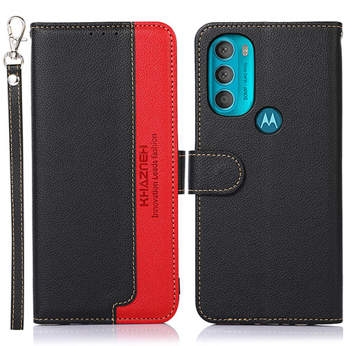 Leather Case Stands Flip Cover Holder A09D for Motorola Moto G71 5G Black