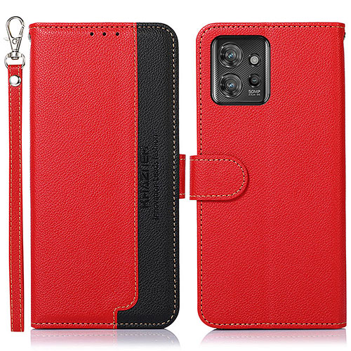 Leather Case Stands Flip Cover Holder A09D for Motorola ThinkPhone 5G Red