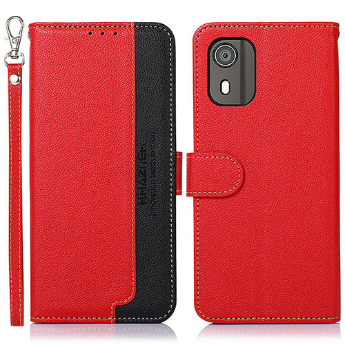 Leather Case Stands Flip Cover Holder A09D for Nokia C02 Red