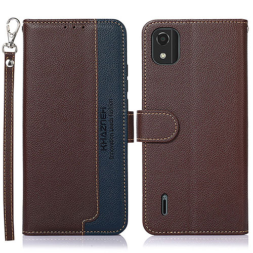 Leather Case Stands Flip Cover Holder A09D for Nokia C2 2nd Edition Brown