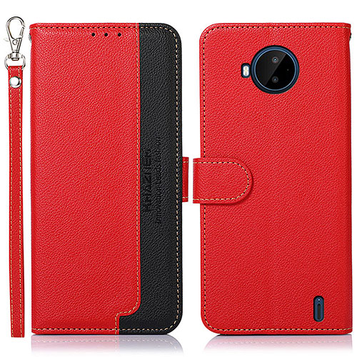 Leather Case Stands Flip Cover Holder A09D for Nokia C20 Plus Red