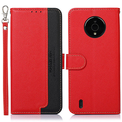 Leather Case Stands Flip Cover Holder A09D for Nokia C200 Red