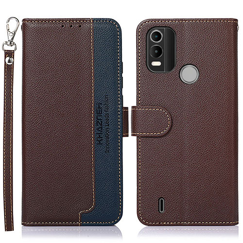 Leather Case Stands Flip Cover Holder A09D for Nokia C21 Plus Brown