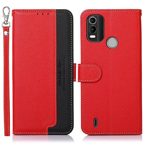 Leather Case Stands Flip Cover Holder A09D for Nokia C21 Plus Red