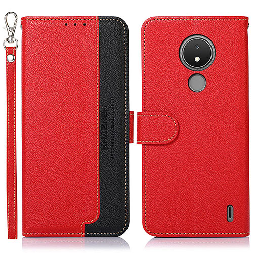 Leather Case Stands Flip Cover Holder A09D for Nokia C21 Red