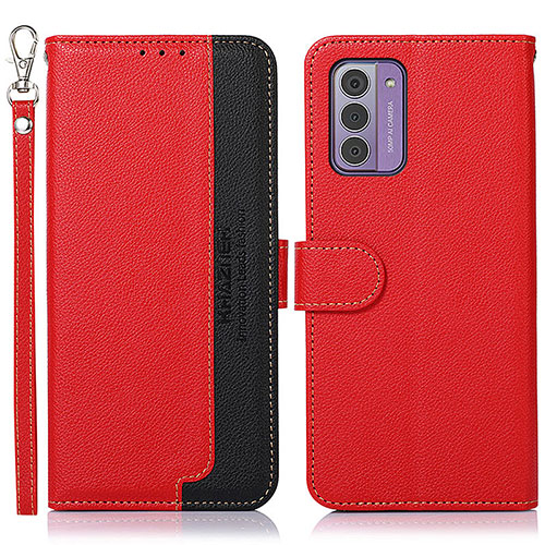 Leather Case Stands Flip Cover Holder A09D for Nokia G42 5G Red