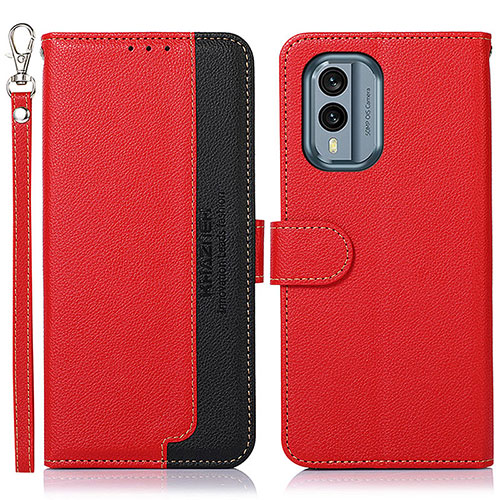 Leather Case Stands Flip Cover Holder A09D for Nokia X30 5G Red