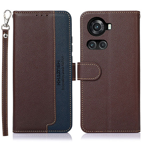 Leather Case Stands Flip Cover Holder A09D for OnePlus 10R 5G Brown