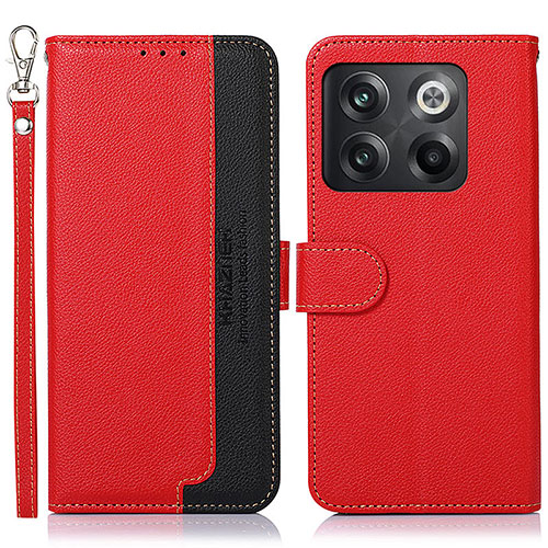 Leather Case Stands Flip Cover Holder A09D for OnePlus 10T 5G Red