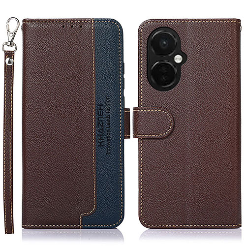 Leather Case Stands Flip Cover Holder A09D for OnePlus Nord CE 3 5G Brown