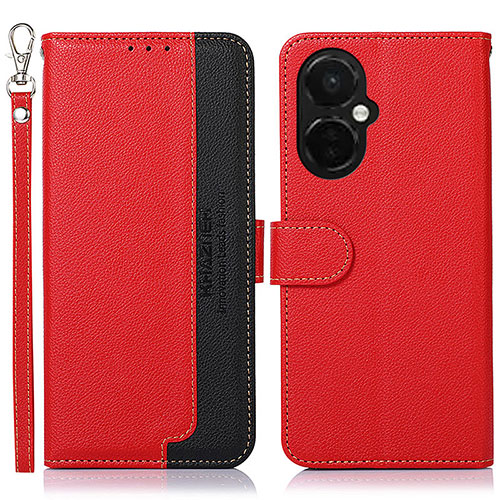 Leather Case Stands Flip Cover Holder A09D for OnePlus Nord CE 3 5G Red