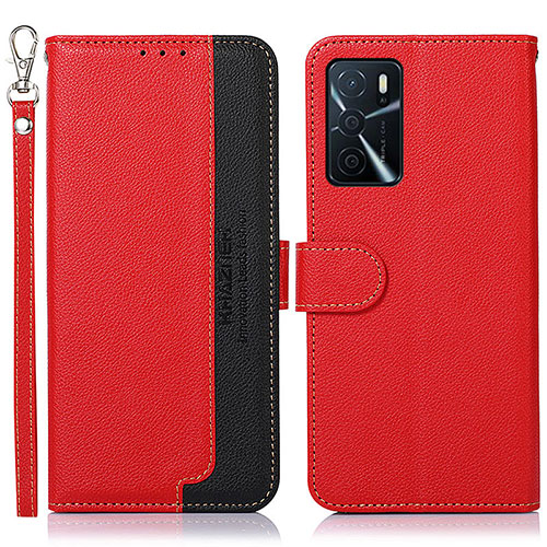 Leather Case Stands Flip Cover Holder A09D for Oppo A16s Red