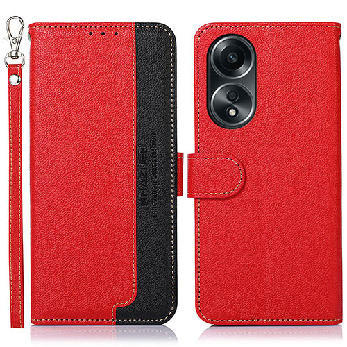 Leather Case Stands Flip Cover Holder A09D for Oppo A38 Red