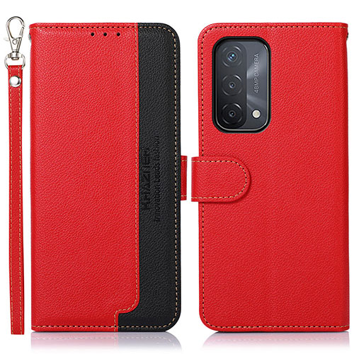 Leather Case Stands Flip Cover Holder A09D for Oppo A54 5G Red