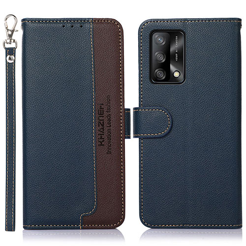 Leather Case Stands Flip Cover Holder A09D for Oppo F19 Blue