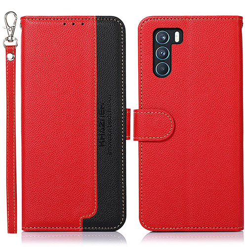 Leather Case Stands Flip Cover Holder A09D for Oppo K9 Pro 5G Red