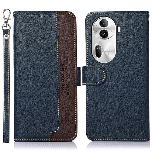 Leather Case Stands Flip Cover Holder A09D for Oppo Reno11 Pro 5G Blue