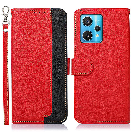 Leather Case Stands Flip Cover Holder A09D for Realme 9 4G Red