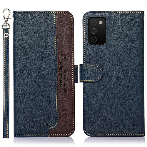 Leather Case Stands Flip Cover Holder A09D for Samsung Galaxy A02s Blue