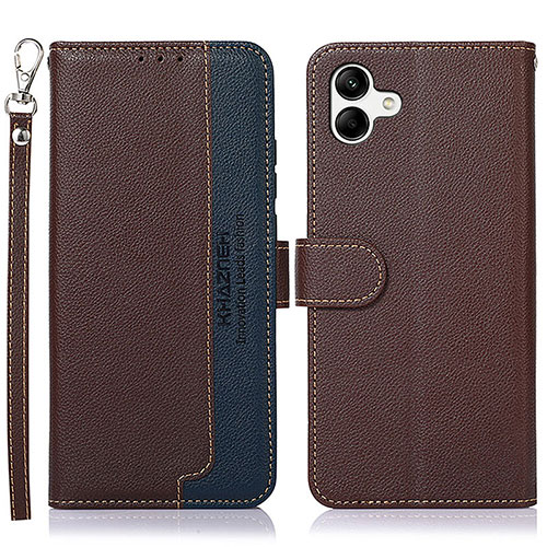 Leather Case Stands Flip Cover Holder A09D for Samsung Galaxy A04 4G Brown