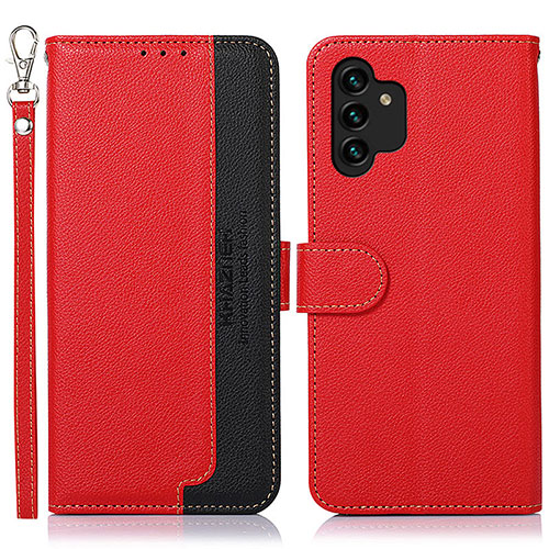 Leather Case Stands Flip Cover Holder A09D for Samsung Galaxy A13 4G Red