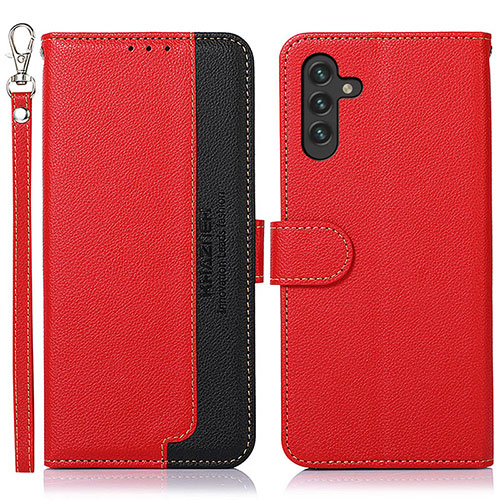 Leather Case Stands Flip Cover Holder A09D for Samsung Galaxy A13 5G Red