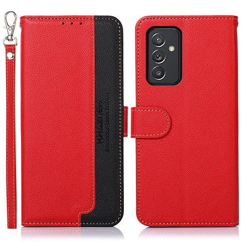 Leather Case Stands Flip Cover Holder A09D for Samsung Galaxy A15 4G Red