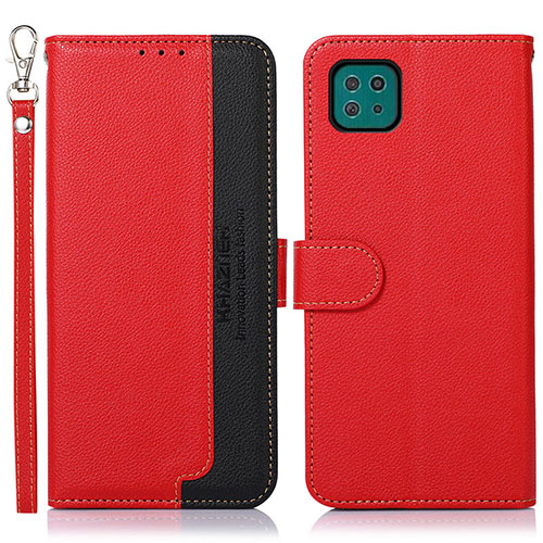 Leather Case Stands Flip Cover Holder A09D for Samsung Galaxy A22s 5G Red