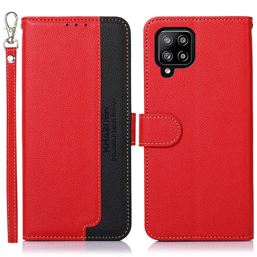 Leather Case Stands Flip Cover Holder A09D for Samsung Galaxy A42 5G Red