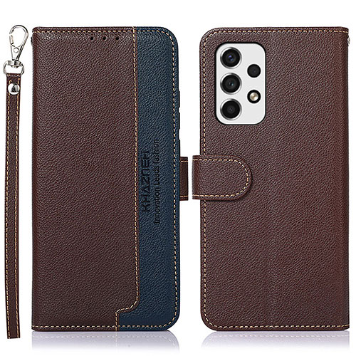 Leather Case Stands Flip Cover Holder A09D for Samsung Galaxy A53 5G Brown