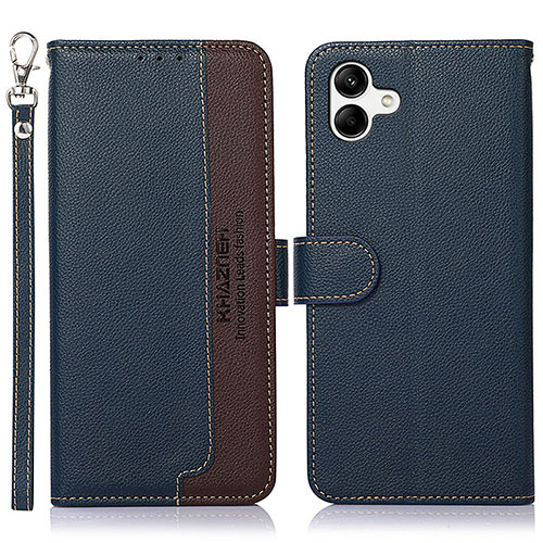 Leather Case Stands Flip Cover Holder A09D for Samsung Galaxy F04 Blue