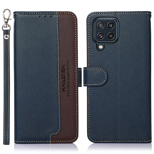 Leather Case Stands Flip Cover Holder A09D for Samsung Galaxy M32 4G Blue