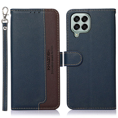 Leather Case Stands Flip Cover Holder A09D for Samsung Galaxy M33 5G Blue