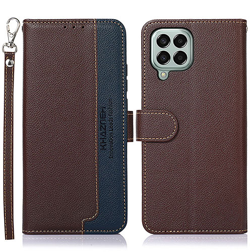 Leather Case Stands Flip Cover Holder A09D for Samsung Galaxy M33 5G Brown