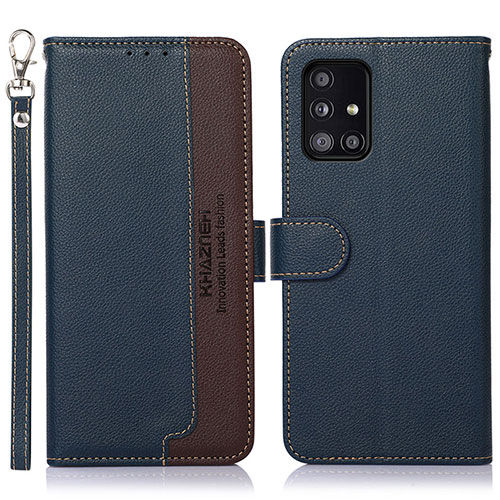 Leather Case Stands Flip Cover Holder A09D for Samsung Galaxy M40S Blue